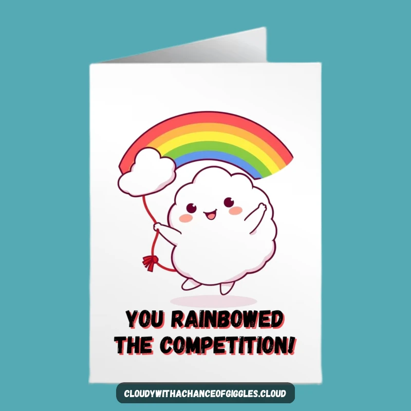 Free Printable Congratulations Card: Cloud Rainbow Jump Rope Fun Downloadable Gift