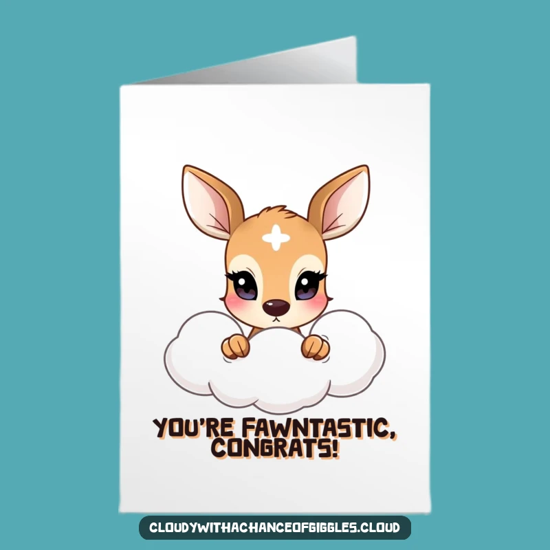 Free Printable Funny Deer Congrats Card - Shy Cloud Peek Downloadable Gift