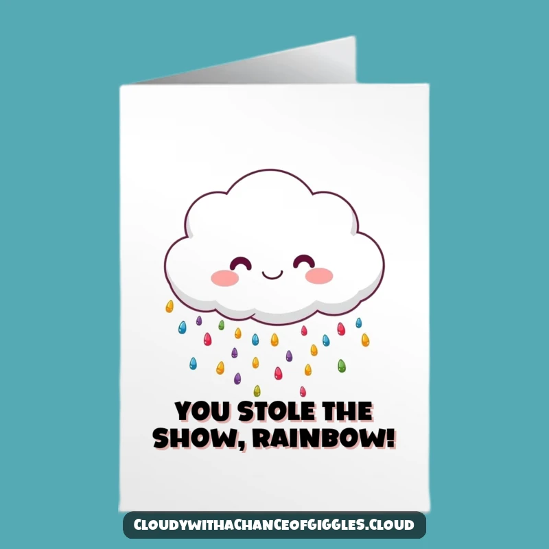 Free Printable Kawaii Cloud Congrats Card - Funny Colorful Rain Downloadable