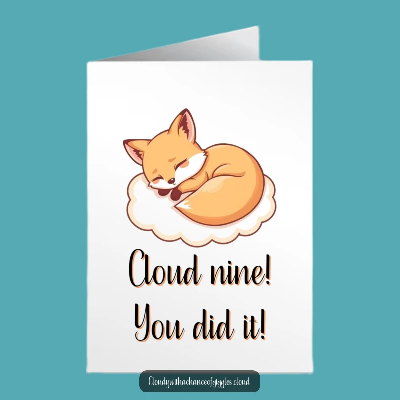 Free Printable Sleepy Fox Congratulations Card: Funny Downloadable Congrats for a Relaxed Win