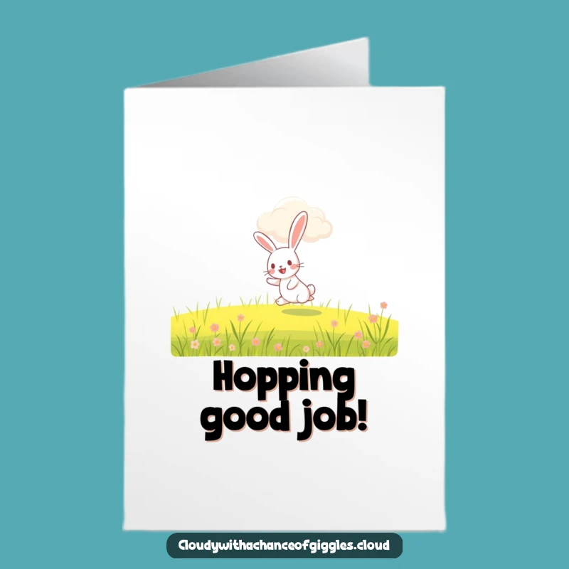 Free Printable Congrats Card: Rabbit Hop Celebration, Joyful Downloadable Gift