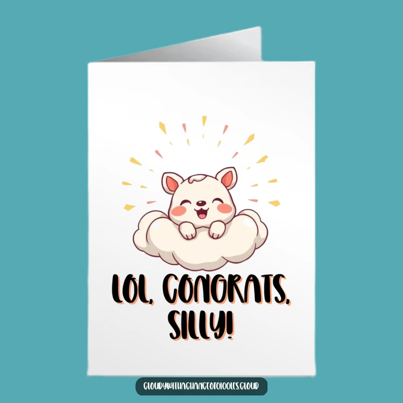 Free Printable Congrats Card: Shy Animal, Cloud of Laughter Downloadable Cheer