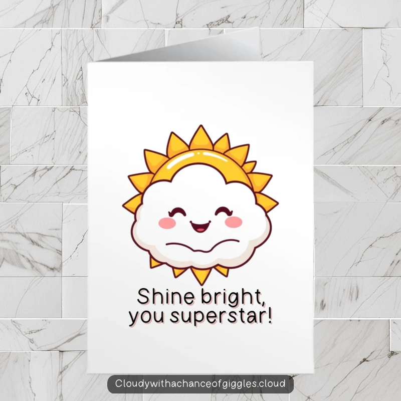 Funny Free Printable Congratulations Card: A smiling sun peeks from behind a joyful cloud, celebrating your wonderful achievements.