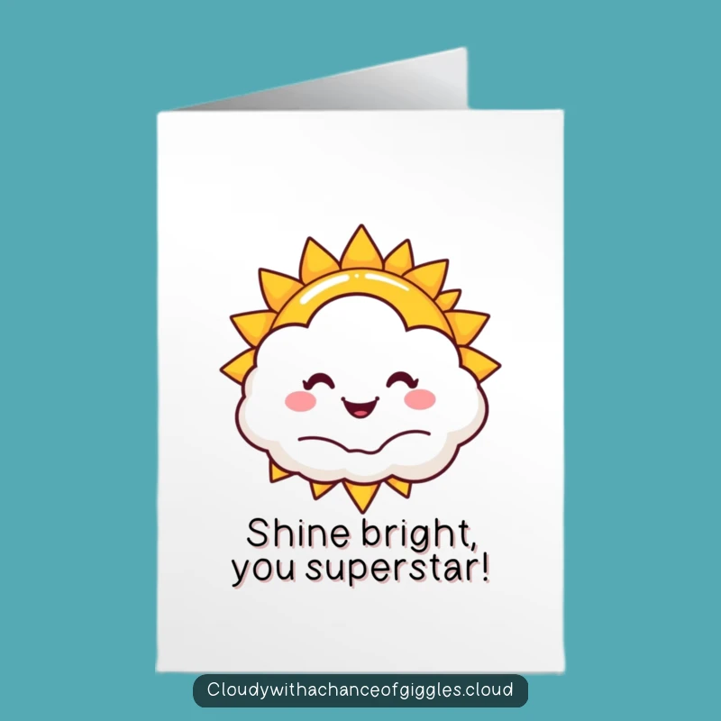 Free Printable Sun Congrats Card: Sunny Cloud Smile, Funny Downloadable Gift for Bright News