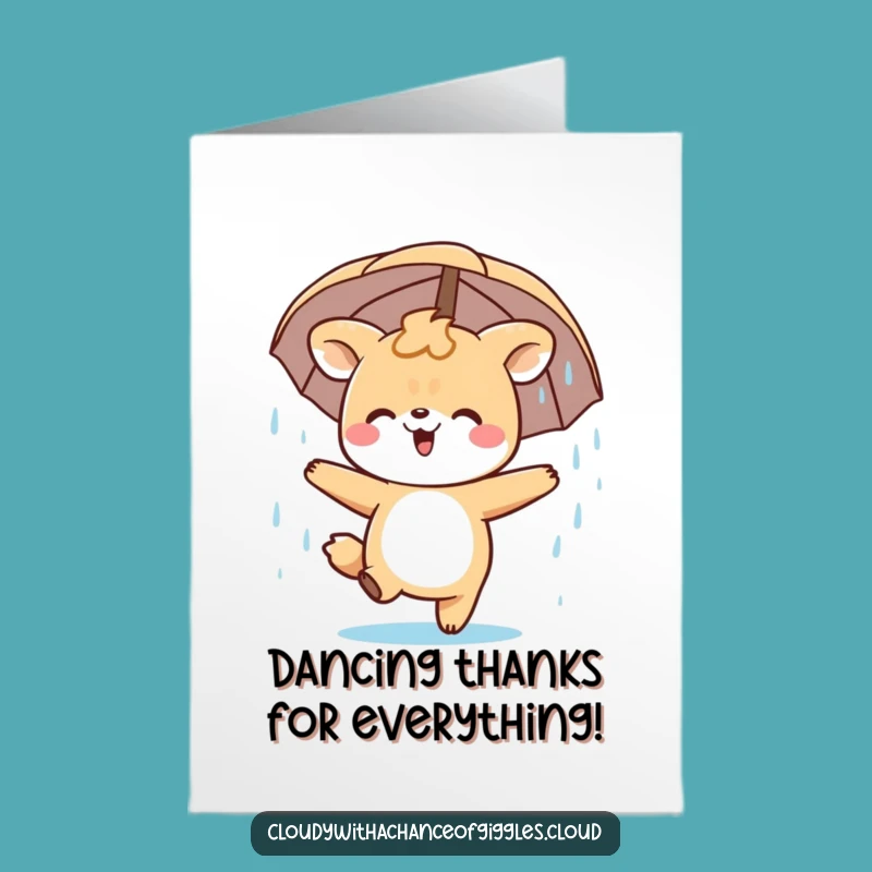 Free Printable Thank You Card: Happy Animal's Rainy Thanks - Joyful Downloadable