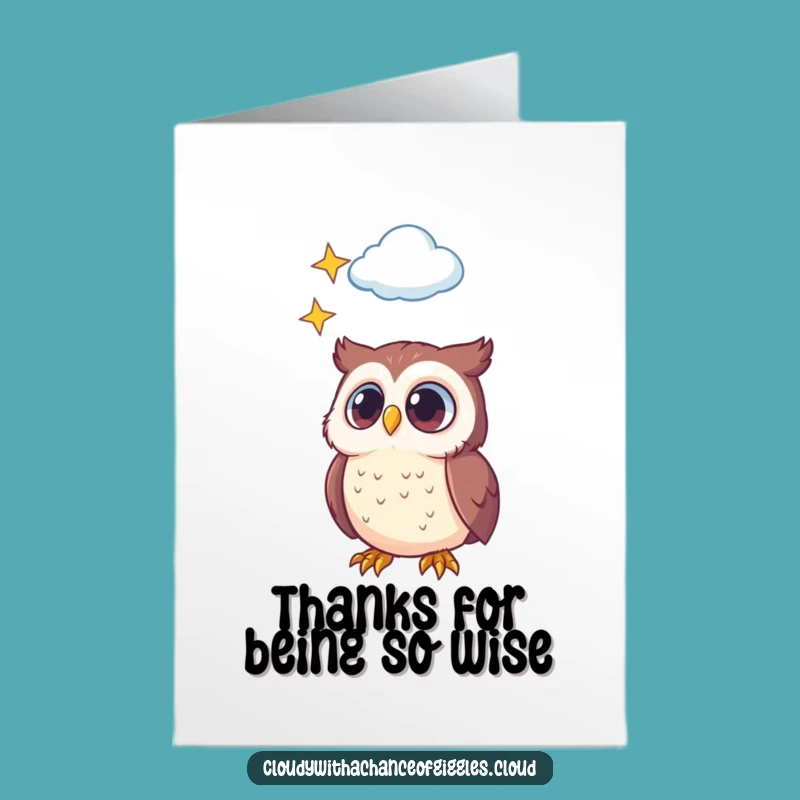 Free Printable Funny Owl Thank You Card - Cute Starry Cloud Downloadable Gift