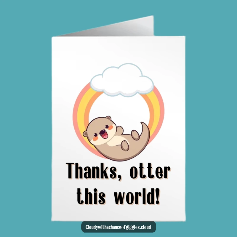 Free Printable Otter Rainbow Thank You Card - Adorable Downloadable Gratitude