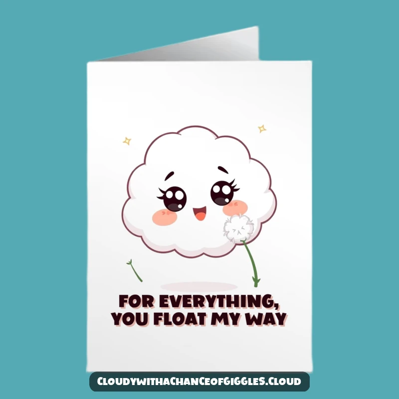 Free Printable Thank You Card: Amusing Cloud & Dandelion, Heartfelt Downloadable for Gratitude