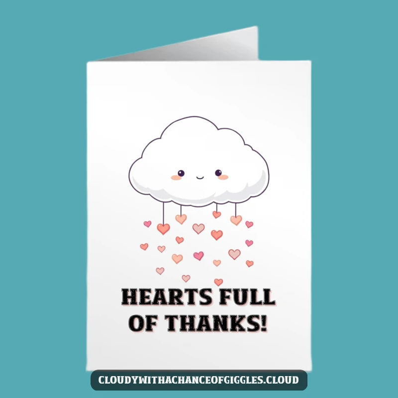 Free Printable Thank You Card: Cloud Raining Hearts Downloadable