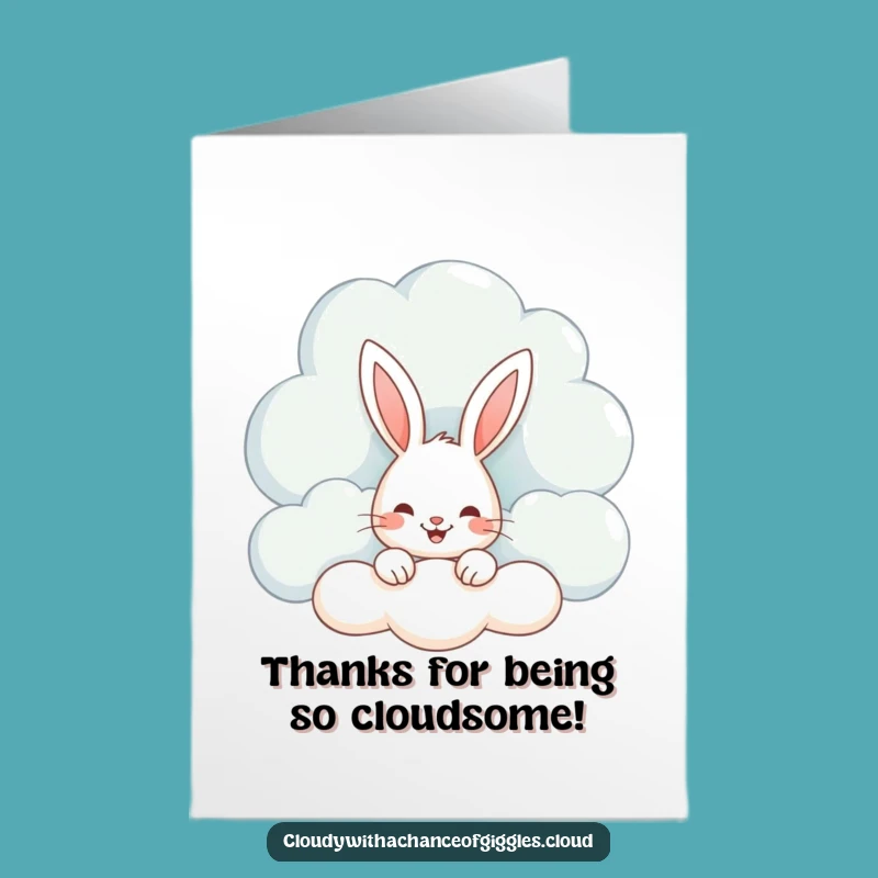 Free Printable Thank You Card: Humorous Bunny Cloud Design, Downloadable for Genuine Appreciation