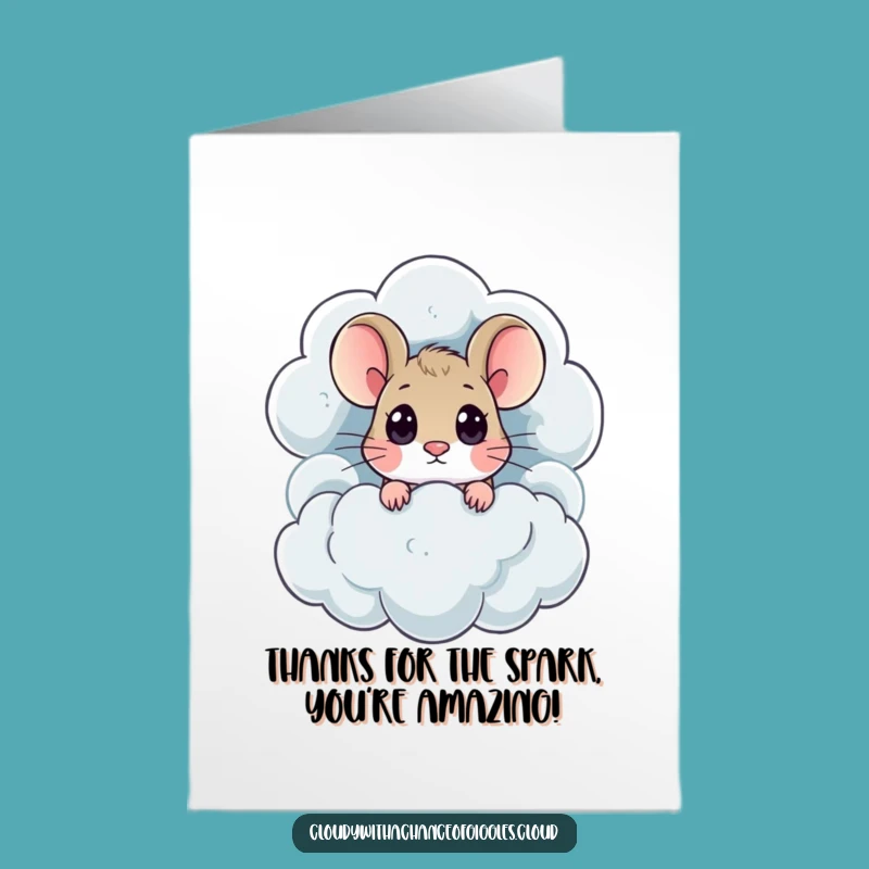 Free Printable Thank You Card: Mouse Cloud Peek, Perfect DIY Gift