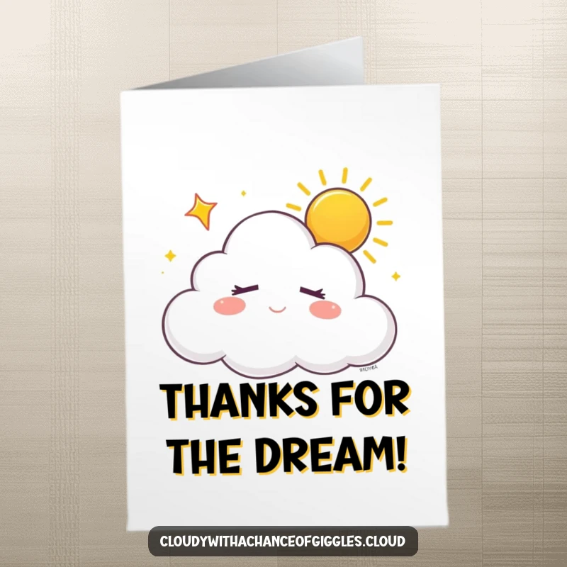 Funny Free Printable Thank You Card: A sleepy cloud sighs happily, dreaming of sunshine, sending thanks.