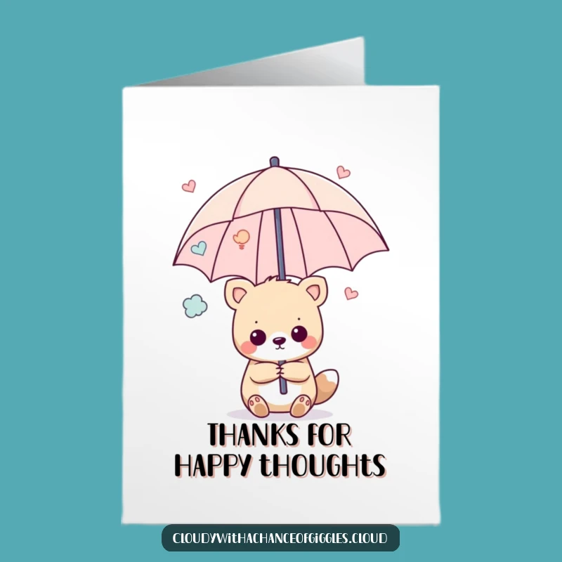 Free Printable Thank You Card: Happy Thoughts Umbrella - Downloadable Grateful Vibes!