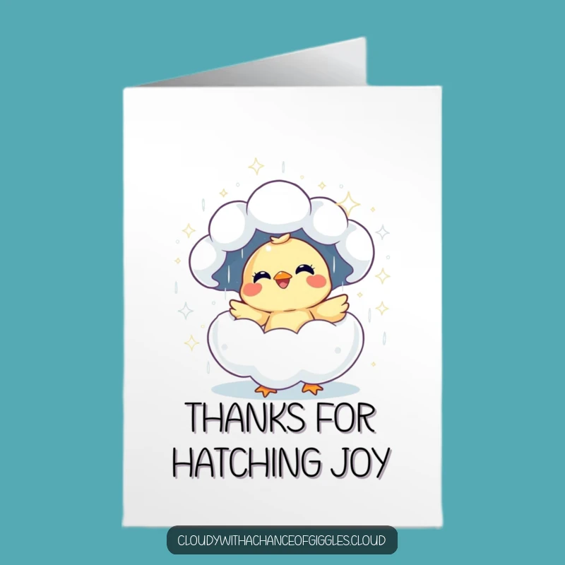 Free Printable Giggling Chick Thank You Card: Funny Downloadable Gratitude with a Cheerful Hatch