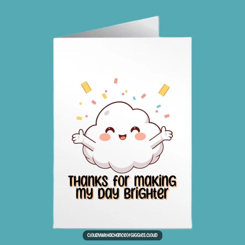 Free Printable Thank You Card: Funny Cloud Expressing Gratitude with Confetti, Downloadable Gift!