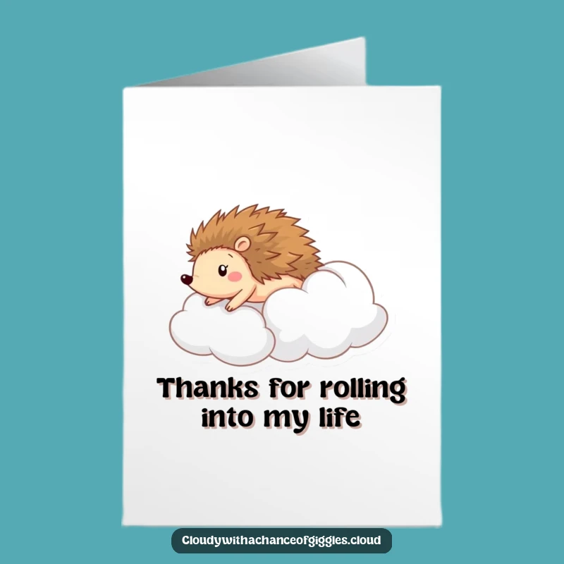 Free Printable Thank You Card: Adorable Hedgehog Cloud Ride, Downloadable for Heartfelt Gratitude