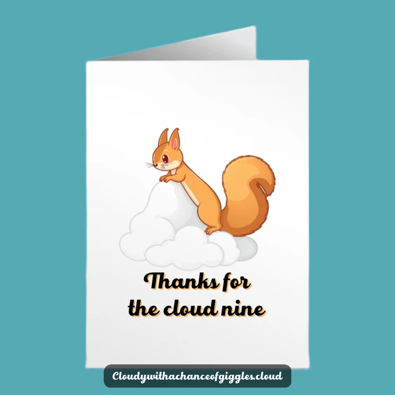 Free Printable Thank You Card: Squirrel Cloud Mountain Climbing Funny Downloadable Note