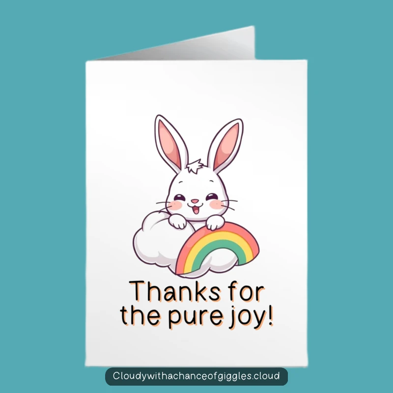 Free Printable Bunny Thank You Card: Cloud Rainbow Character Funny Downloadable