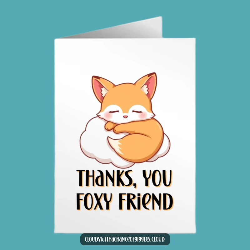Free Printable Thank You Card: Sleepy Fox on Cloud, Gentle Downloadable Note