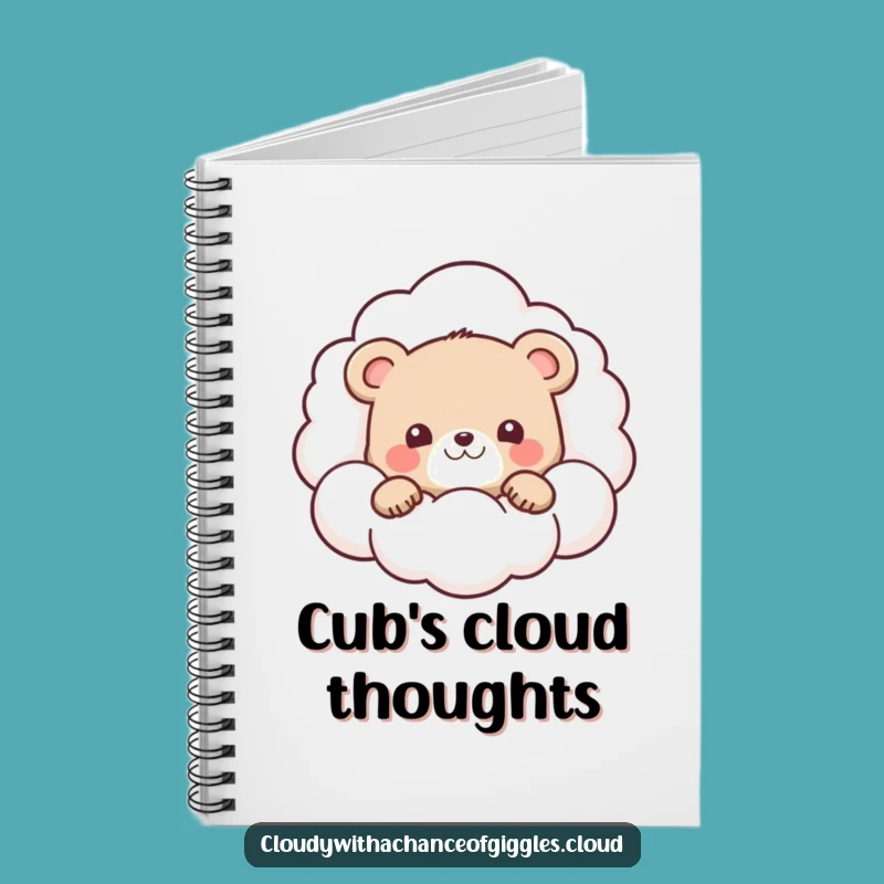 Funny Bear Cub Cloud Notebook: Jot Down Ideas, Cute Peek-a-Boo Journal Gift!