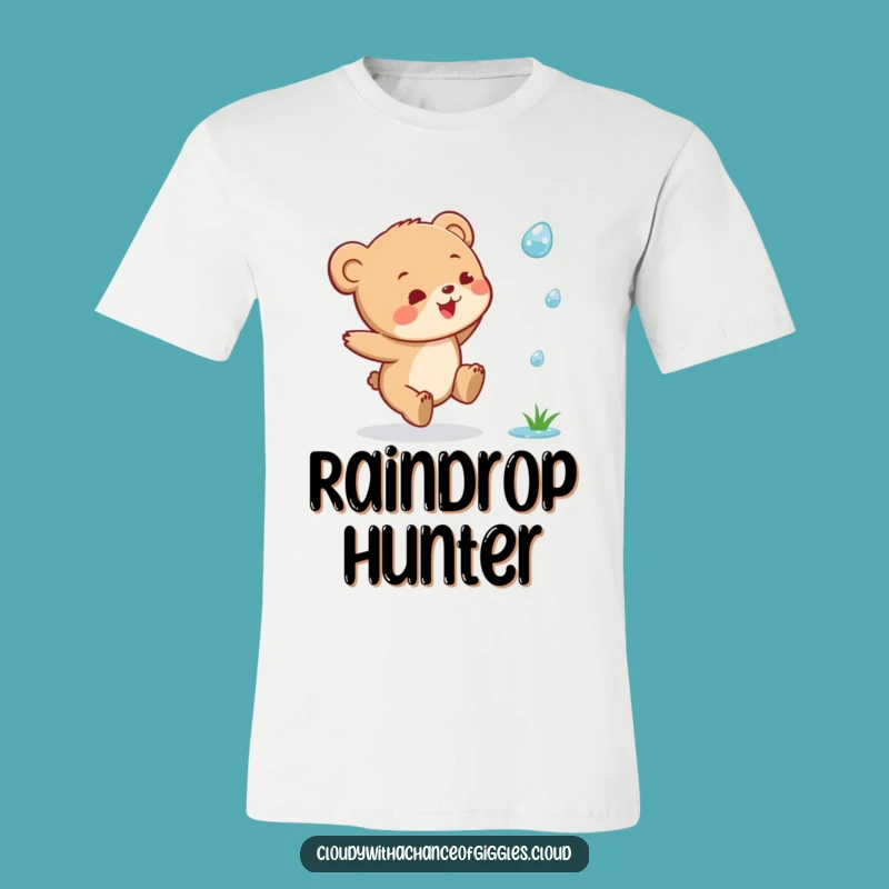 Funny Bear Cub Raindrop T-Shirt: Joyful Leap Design, Adorable Cute & Funny Gift