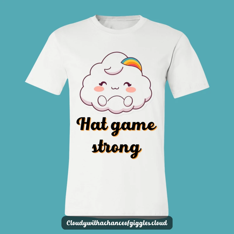 Funny Cloud Animal T-Shirt: Rainbow Hat Wave, Cute Greeting Tee