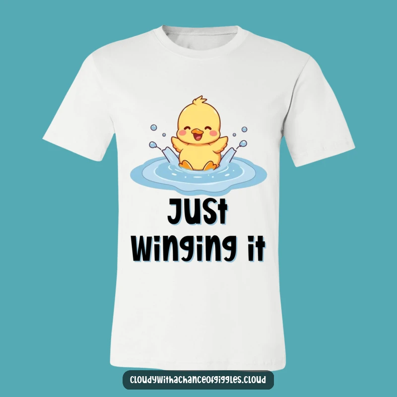 Funny Duckling Cloud Puddle T-Shirt: Joyful Splashing Humor, Ideal Funny Gift