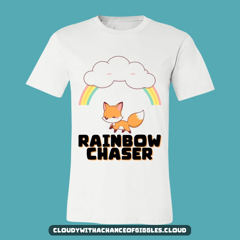 Funny Fox Rainbow T-Shirt: Magical Cloud Chase, Ideal Funny Gift Apparel