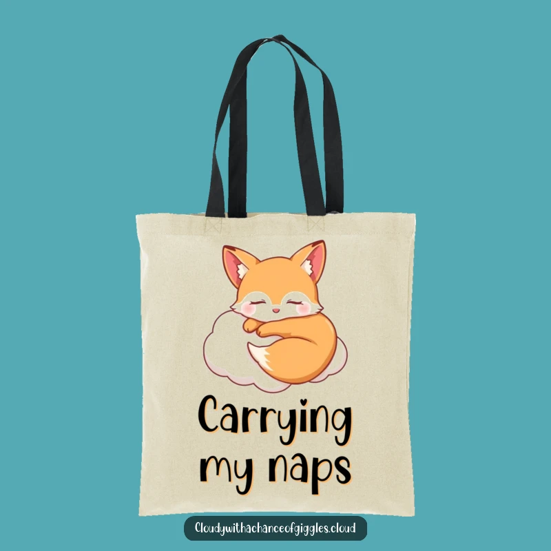 Funny Sleepy Fox Cloud Tote Bag - Hilariously Cute Carry-all