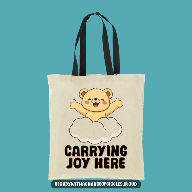 Funny Bear Cloud Ride Tote Bag - Gleeful and Hilarious Everyday Accessory
