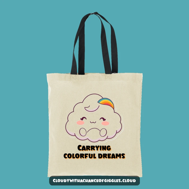 Funny Cloud Animal Tote Bag: Rainbow Hat Wave, Cute Accessory Bag