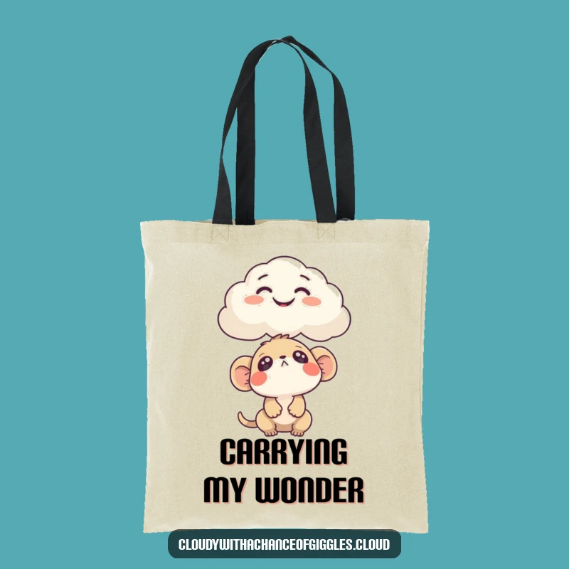 Funny Cloud Face Tote Bag: Carry Mystery with Curious Creature, Ideal Funny Gift