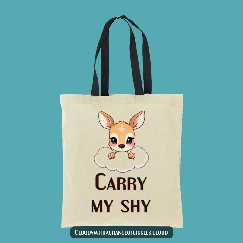 Funny Shy Deer Tote Bag: Cloud Design, Perfect Funny Everyday Carry
