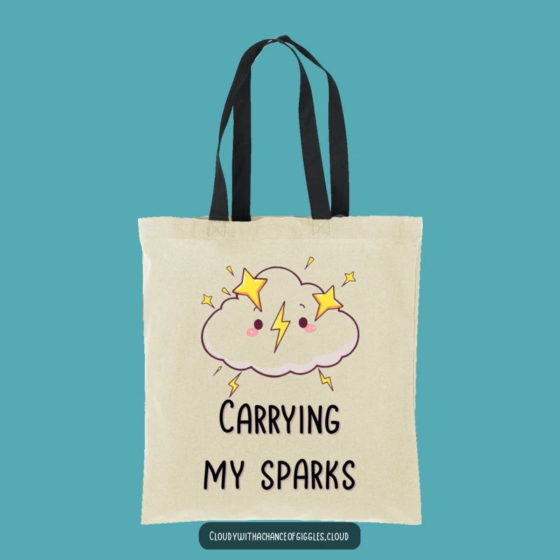 Funny Star Lightning Cloud Tote Bag: Carry Cosmic Vibes - Hilarious Gift!
